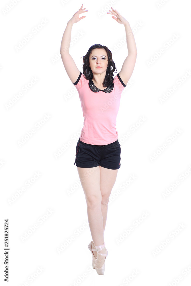 portrait of a woman dancer on Pointe. isolated on white portrait of a woman dancer on Pointe. isolated on white