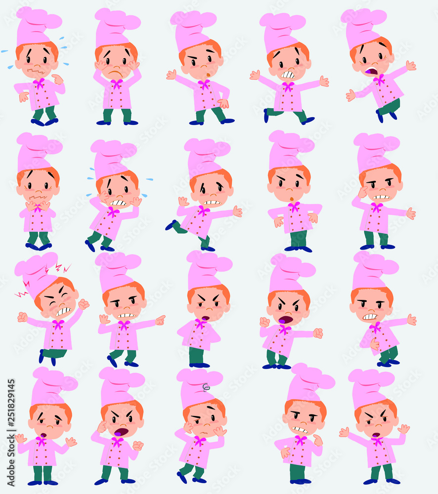 Cartoon character chef. Set with different postures, attitudes and poses, always in negative attitude, doing different activities in vector vector illustrations. Cartoon character chef. Set with different postures, attitudes and poses, always in negative attitude, doing different activities in vector vector illustrations.