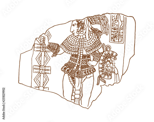Vintage graphic maya glyphs, inca and aztec zodiac ornaments and symbols in old american indian style.Vector illustration and doodle drawing for design. 