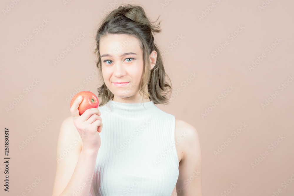 girl with an apple girl with an apple