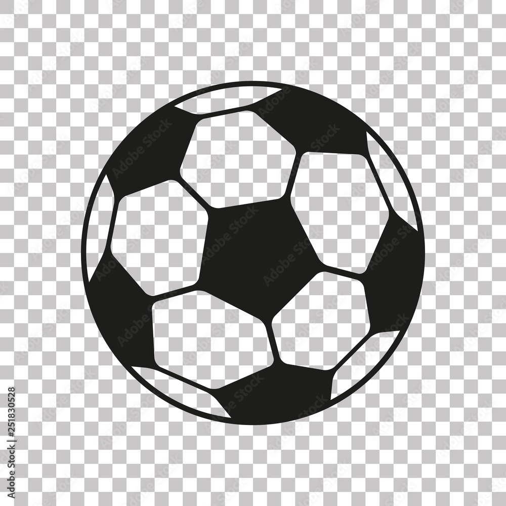 Football Icon In Flat Style Vector Soccer Ball On Transparent 
