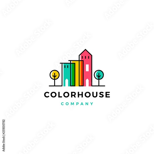 colorful house home logo vector illustration