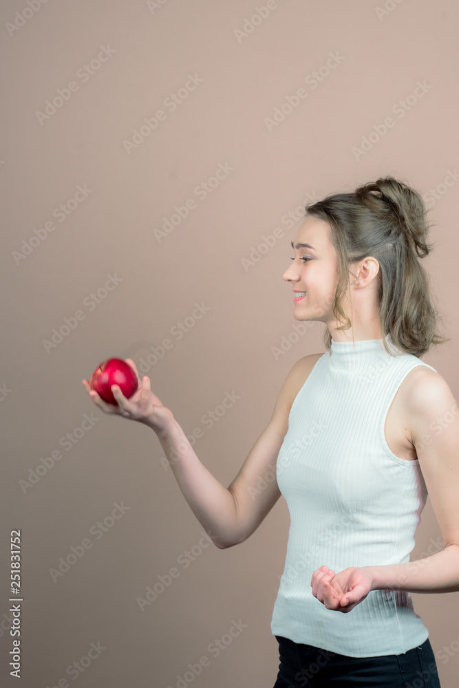girl with an apple girl with an apple