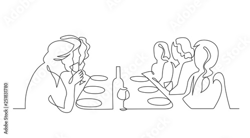Birthday party continuous one line vector drawing