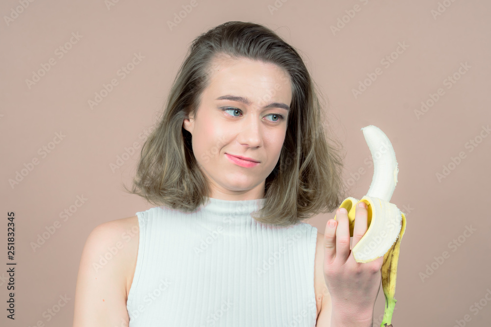 cute girl with a banana cute girl with a banana