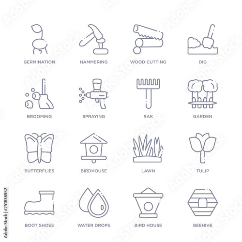 set of 16 thin linear icons such as cpu, mail, check list, rocket, secure data, brain, shopping bag from artificial intellegence collection on white background, outline sign icons or symbols