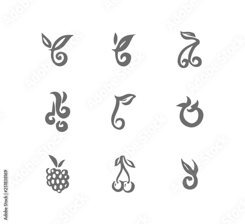 Hand drawn berry vector logo template. Abstract design concept for natural organic product, food, fruit market, cafe illustration.