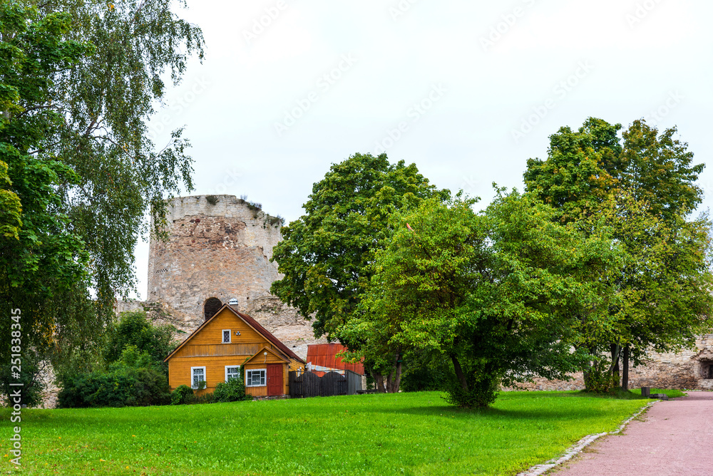 The Izborsk fortress. The ruins of the oldest stone fortress in Russia. Izborsk, Pskov region, Russia