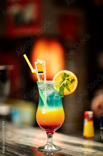 Colorful cocktail in the bar
