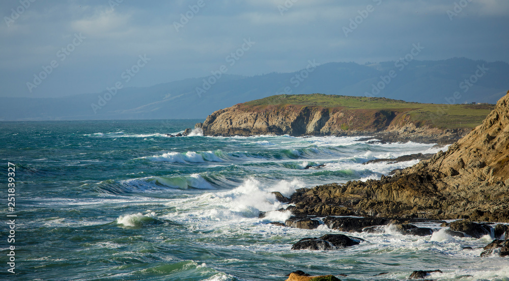 Panorama of waves crashing on the California coast near San Francisco. Panorama of waves crashing on the California coast near San Francisco.