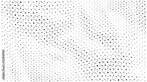 Halftone gradient pattern. Abstract halftone dots background. Monochrome dots pattern. Grunge texture. Pop Art, Comic small dots. Wave twisted dots. Design for presentation, report, flyer, cover, card