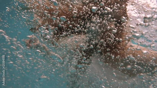 Girl in a white lace dress under water