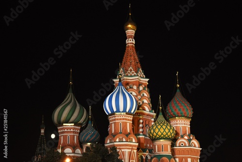 Saint Basils cathedral on the Red Square in Moscow. Color night photo. photo