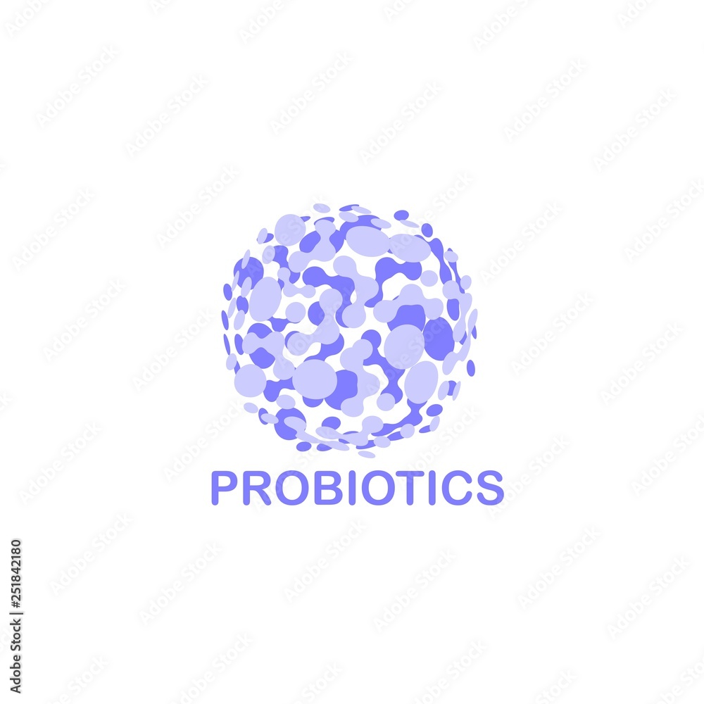 Probiotics logo. Bacteria logo. Concept of healthy nutrition ingredient for therapeutic purposes. Simple flat style trend modern logotype graphic design isolated