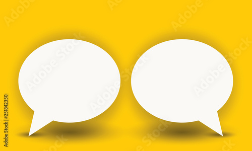Vector white paper speech bubble on yellow background