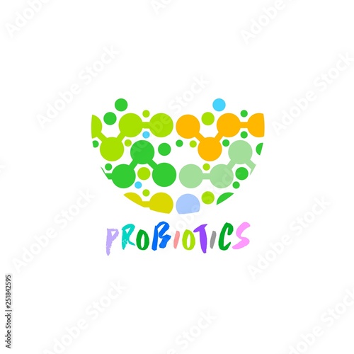 Probiotics logo. Bacteria logo. Concept of healthy nutrition ingredient for therapeutic purposes. Simple flat style trend modern logotype graphic design isolated