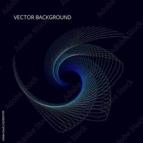 Geometric Abstract Background with Asymmetrical Spiral Dots in Blue Tones. EPS8 Vector.