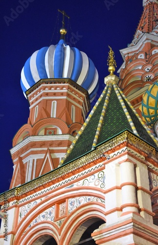 Saint Basils cathedral on the Red Square in Moscow. Color night photo. photo