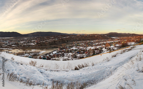 Panoramic view of the village Yuryuzan, Chelyabinsk region. Russia.