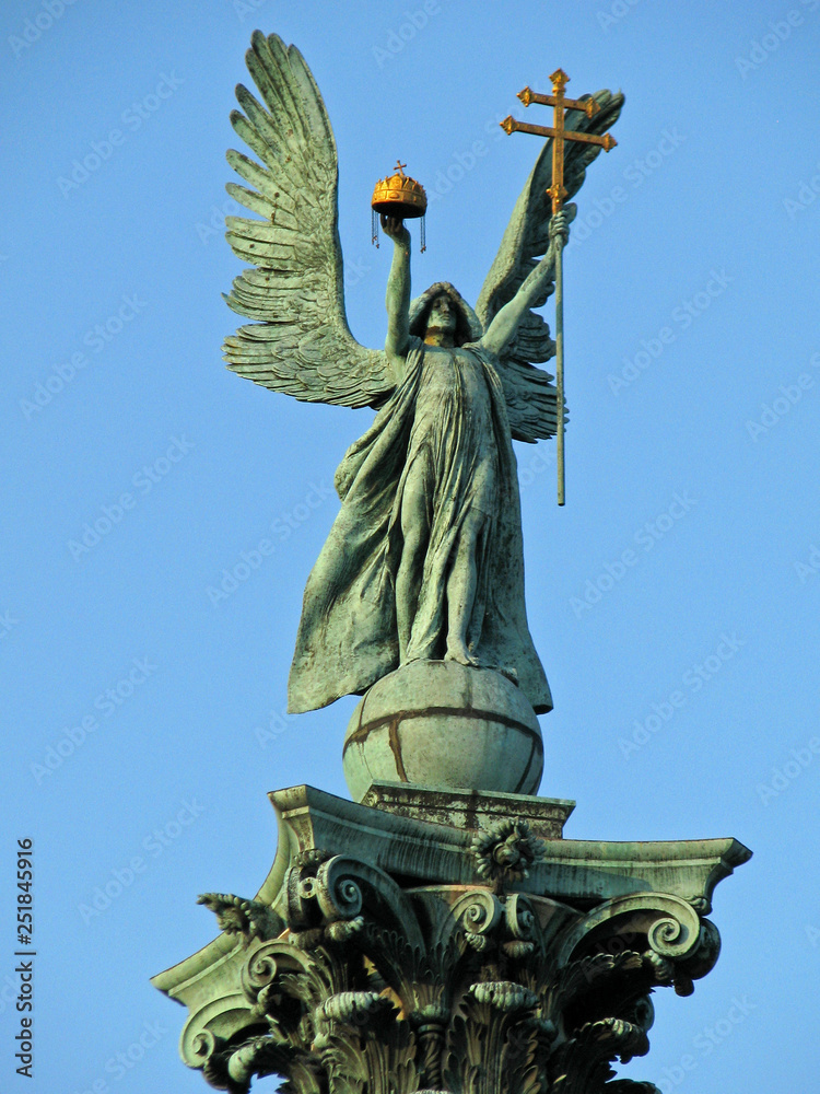 Millennium Monument on the Heroes' Square or Hosok Tere in Budapest, Hungary