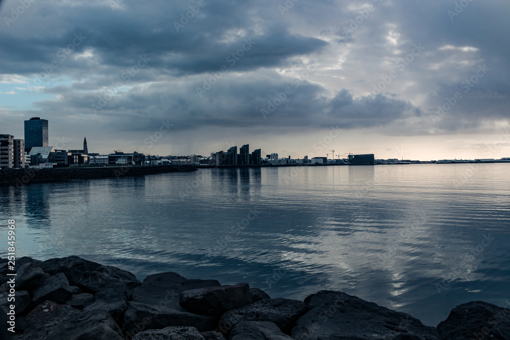 iceland capital city Reykjavik waterfront skyline photo