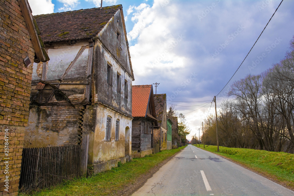 Abandoned buildings in the small village of Krapje in Sisak-Moslavina County in central Croatia