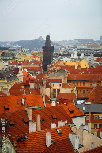 Wallpaper Mural Top view over red roofs and historic center of city Prague, Czech Republic. City panorama Torontodigital.ca