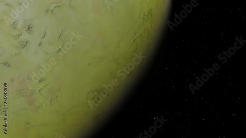 4K Exoplanet 3D illustration orbital view, light green yellow cloudy planet from the orbit. acid toxic desert (Elements of this image furnished by NASA)
