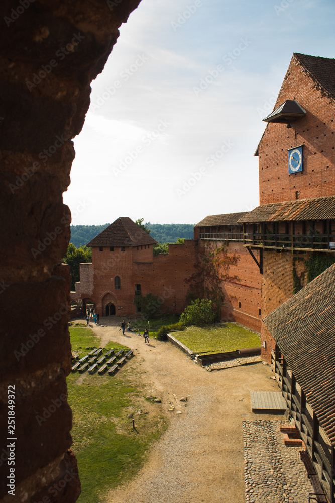 View of reconstructed medieval Turaida Castle in Sigulda, east of Riga during a clear autumn day (Sigulda, Latvia, Europe)