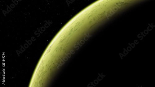 4K Exoplanet 3D illustration orbital view, light green yellow cloudy planet from the orbit. acid toxic desert (Elements of this image furnished by NASA)