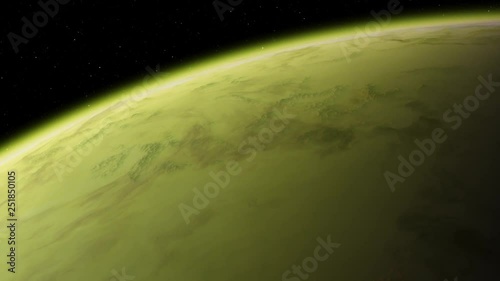 4K Exoplanet 3D illustration orbital view, light green yellow cloudy planet from the orbit. acid toxic desert (Elements of this image furnished by NASA)