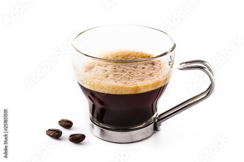 Fototapeta Naklejka Na Ścianę i Meble -  Hot espresso coffee glass isolated on white background