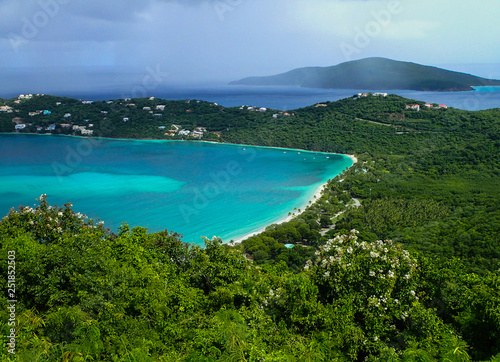 Magens Beach in St. Thomas US Virgin Island on a beautiful clear day with turquoise blue water photo