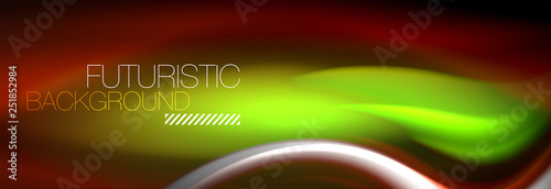 Fluid colors mixing glowing neon wave background, holographic texture