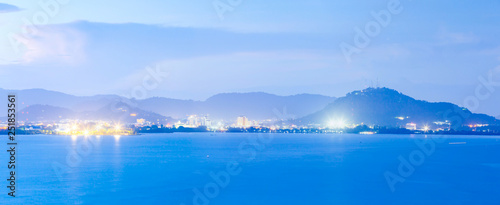 Panoramic Phuket Island at twilight.