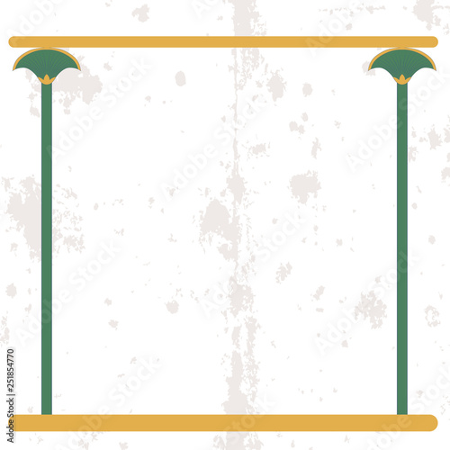 Ancient egypt background. Empty frame with cane stems on sand. Historical background. Ancient people