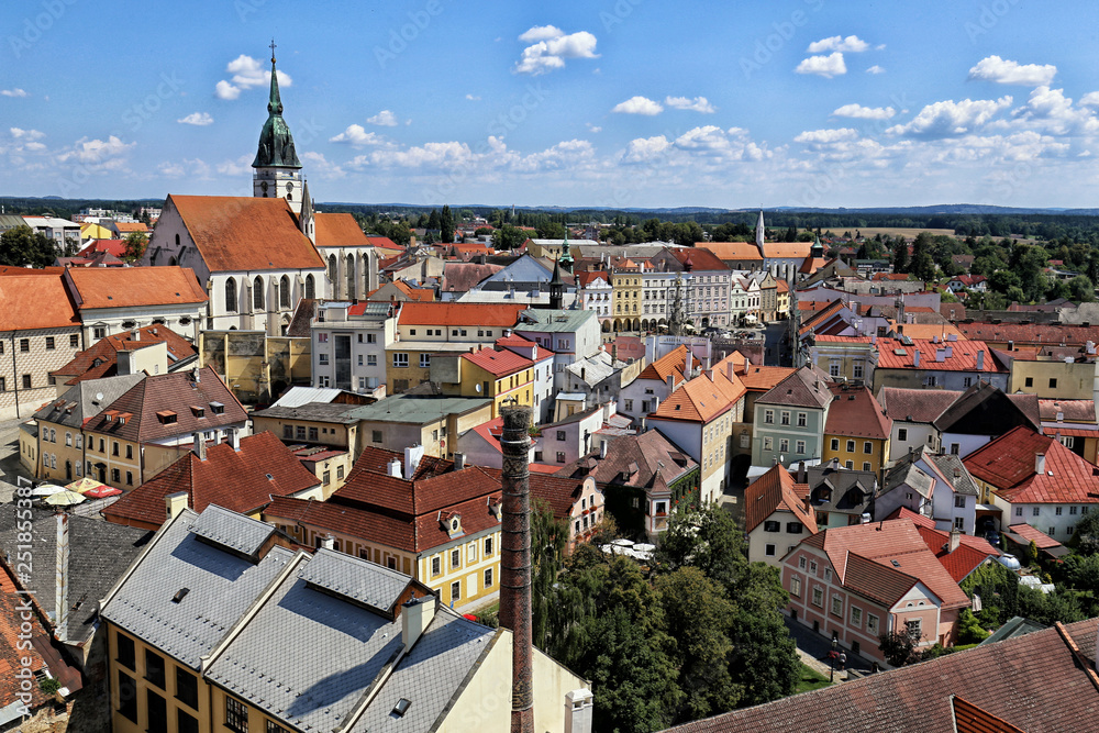 Jindrichuv-Hradec city center from the top