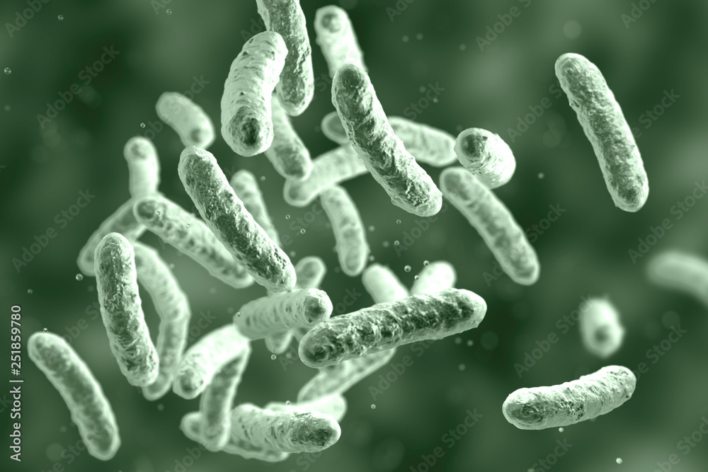 Microbe, microorganism, rod-shaped bacterium. 3D illustration of medically important bacteria Microbe, microorganism, rod-shaped bacterium. 3D illustration of medically important bacteria