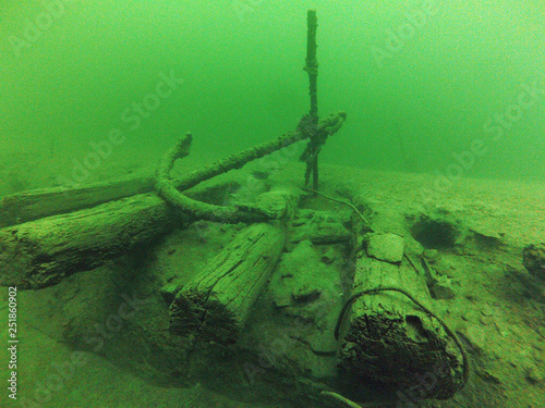 Canvas Print Diving anchor lake baltic prussia sport scuba