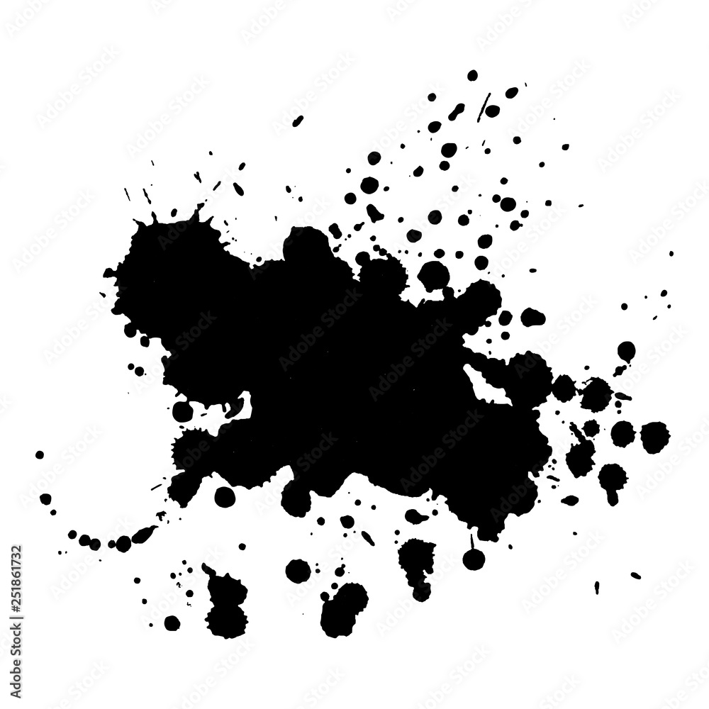 Abstract black ink splash. Vector illustration. Grunge texture for cards and flyers design.