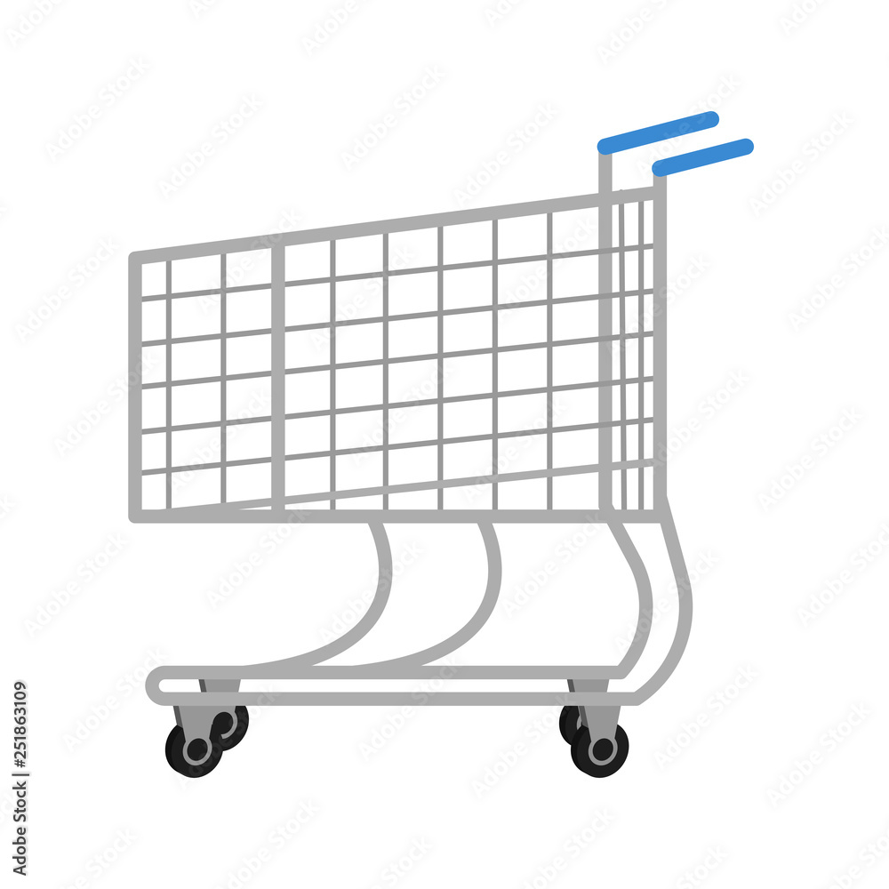Shopping trolley for icons in flat style, trolley from a supermarket vector illustration on white background Shopping trolley for icons in flat style, trolley from a supermarket vector illustration on white background