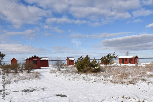 Old fishing cabins in Sweden photo