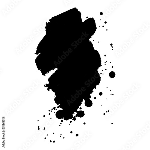 Abstract black ink splash. Vector illustration. Grunge texture for cards and flyers design.