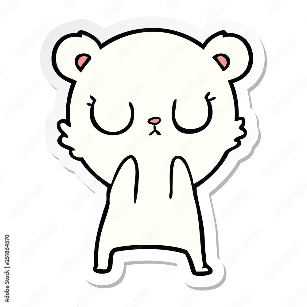 sticker of a peaceful cartoon polar bear sticker of a peaceful cartoon polar bear