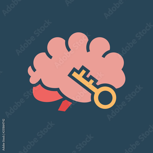 Line icon key to brain