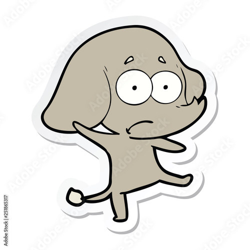 sticker of a cartoon unsure elephant