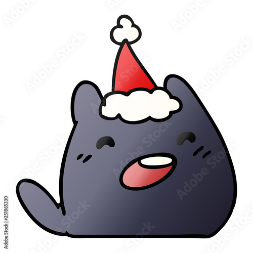 christmas gradient cartoon of kawaii cat
