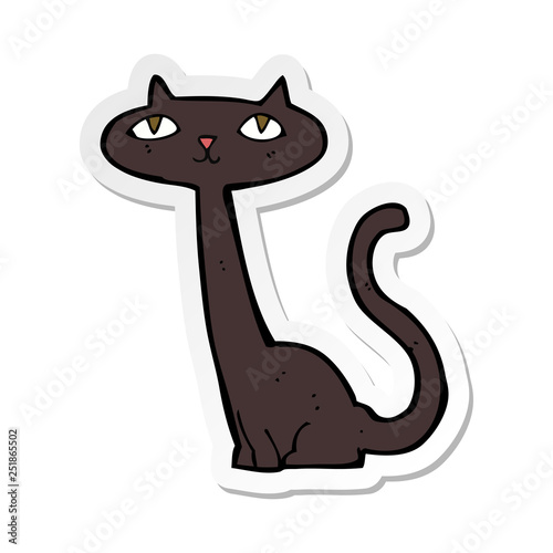 sticker of a cartoon black cat