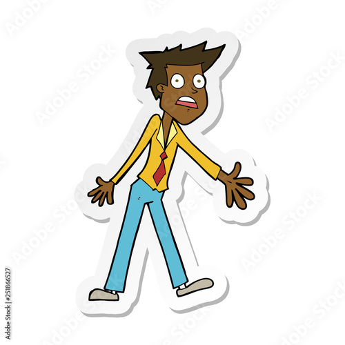 sticker of a cartoon stressed man