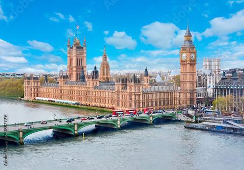 Carta da parati Houses of Parliament and Big Ben, London, UK